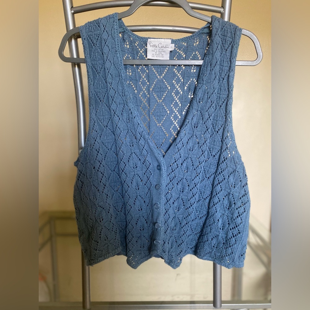 Pierre Cardin blue button vest size large